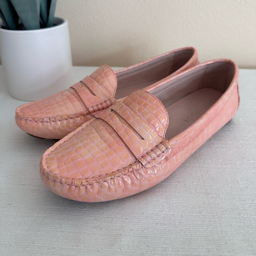 Jenn Ardor Peach Croc Texture Inner Leather Flexible Loafers Women’s 8
